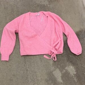 Twik Soft Pink wool blend wrap Knit Cardigan ballet ballerina ballet core‎